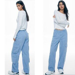 Pull&Bear Light Blue Wide Leg Cargo Pants